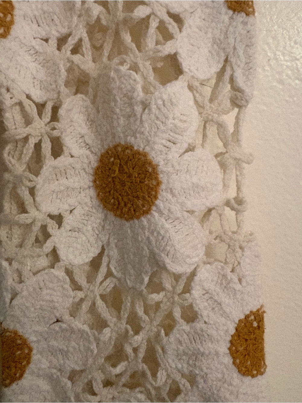 RARE Daisy Crochet Tie Front Crop Top Boho Festival Coachella Cardigan Sz XS - Picture 7 of 16